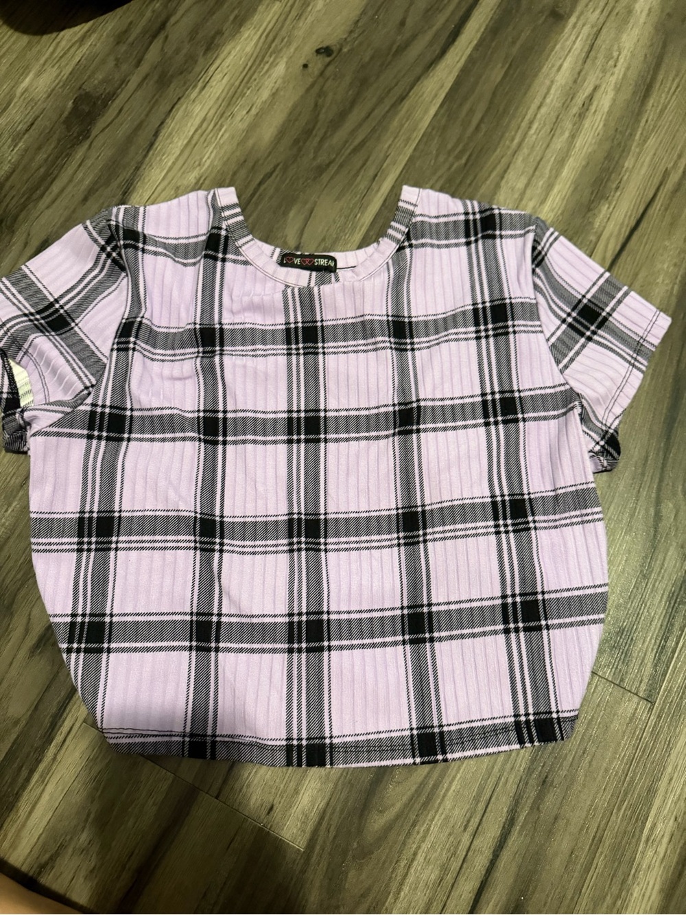 Plaid Short Sleeve Top - Lavender